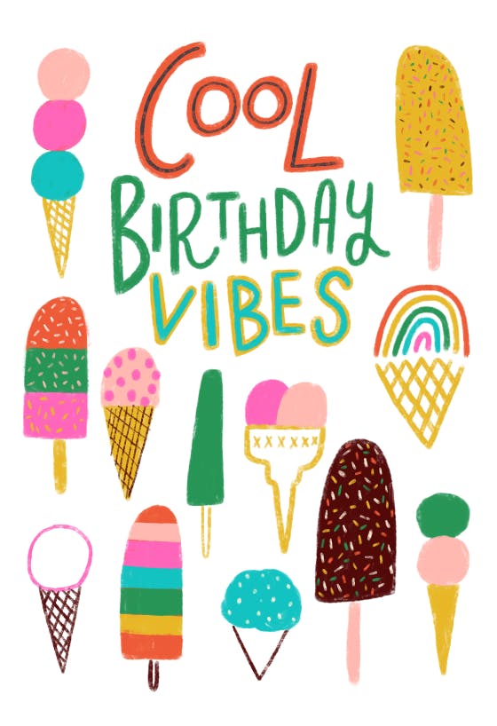 Cool birthday vibes -  tarjeta de cumpleaños