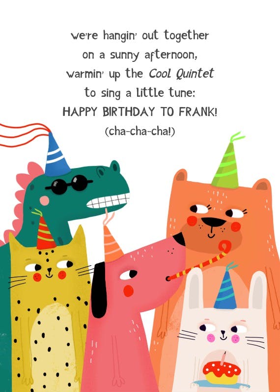 Cool quintet - happy birthday card