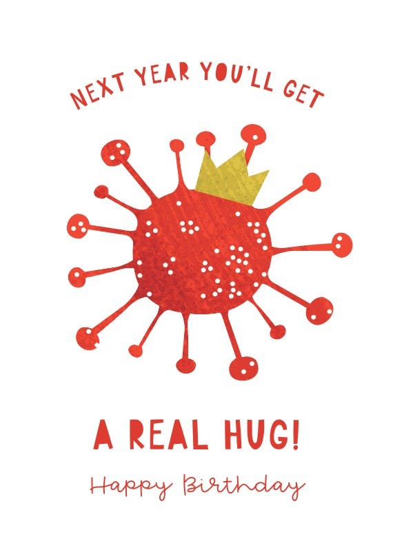 Coronavirus hug - happy birthday card