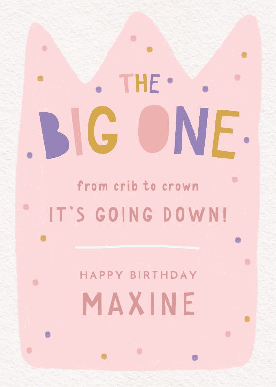 Crib to crown - happy birthday card