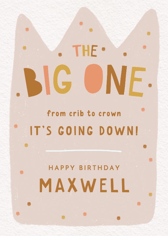 Crib to crown - happy birthday card