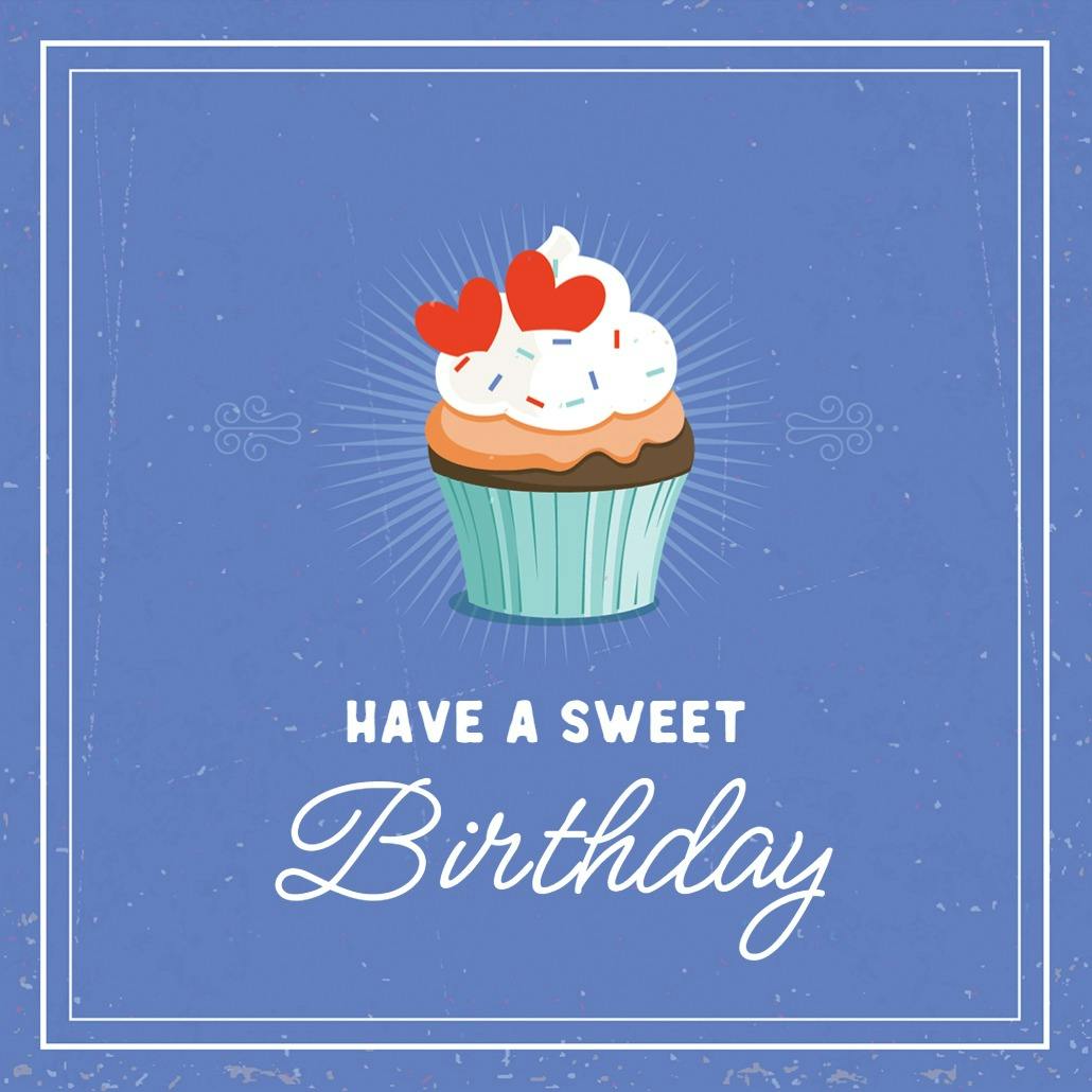 Cupcake hearts - happy birthday card