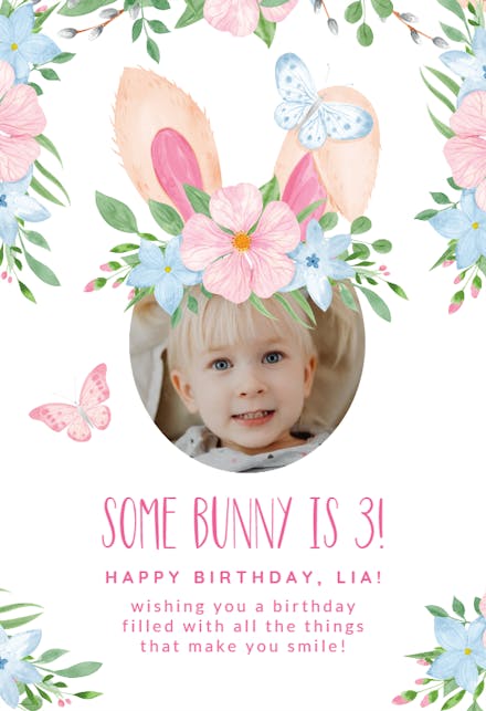 Cute Bunny Ears Photo - Birthday Card