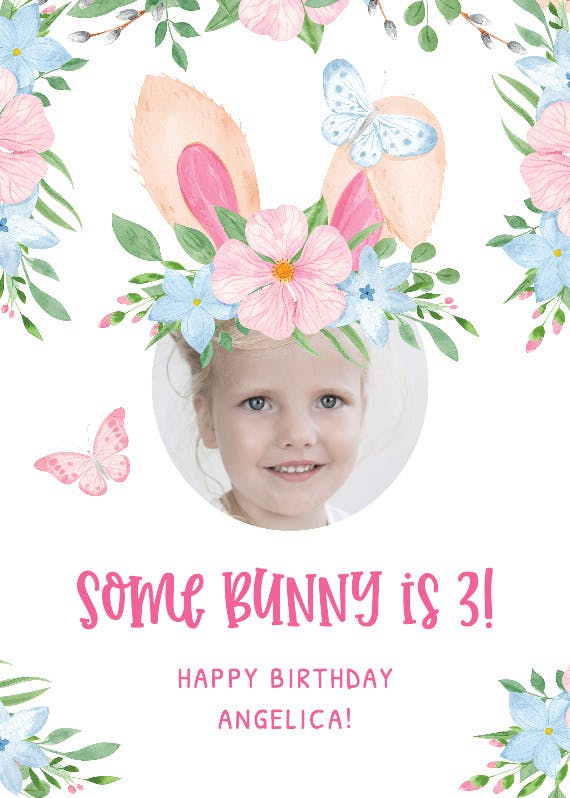 Cute bunny ears - tarjeta de cumpleaños