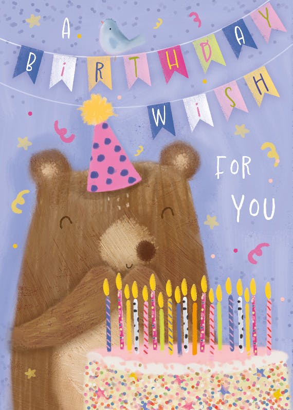 Cute happy bear - birthday card