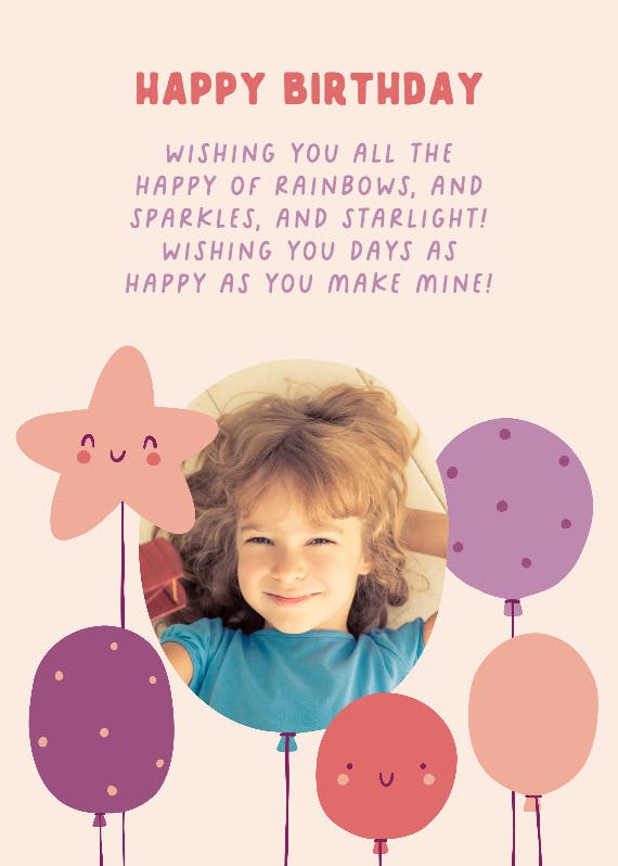 Cute kiddie balloons - birthday card