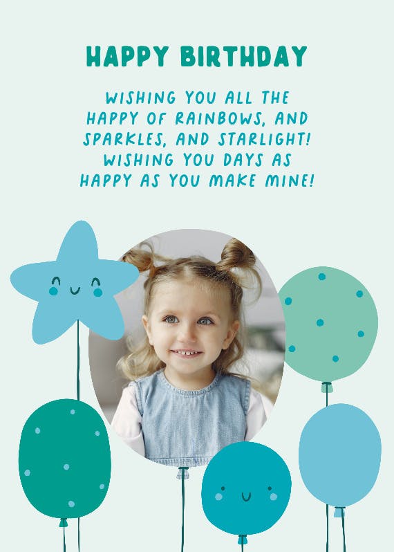 Cute kiddie balloons - birthday card
