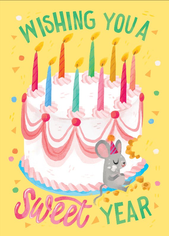 Cute lil mouse - happy birthday card