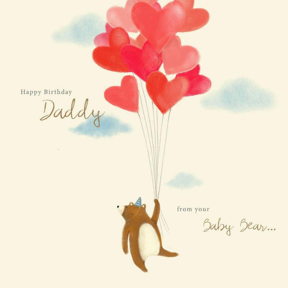 Daddy bear in the clouds - happy birthday card