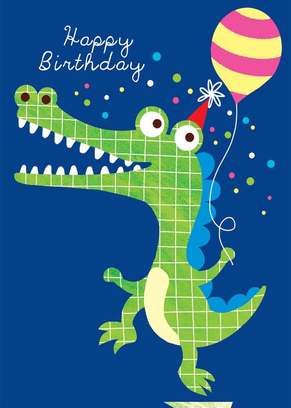 Dancing crocodile - happy birthday card
