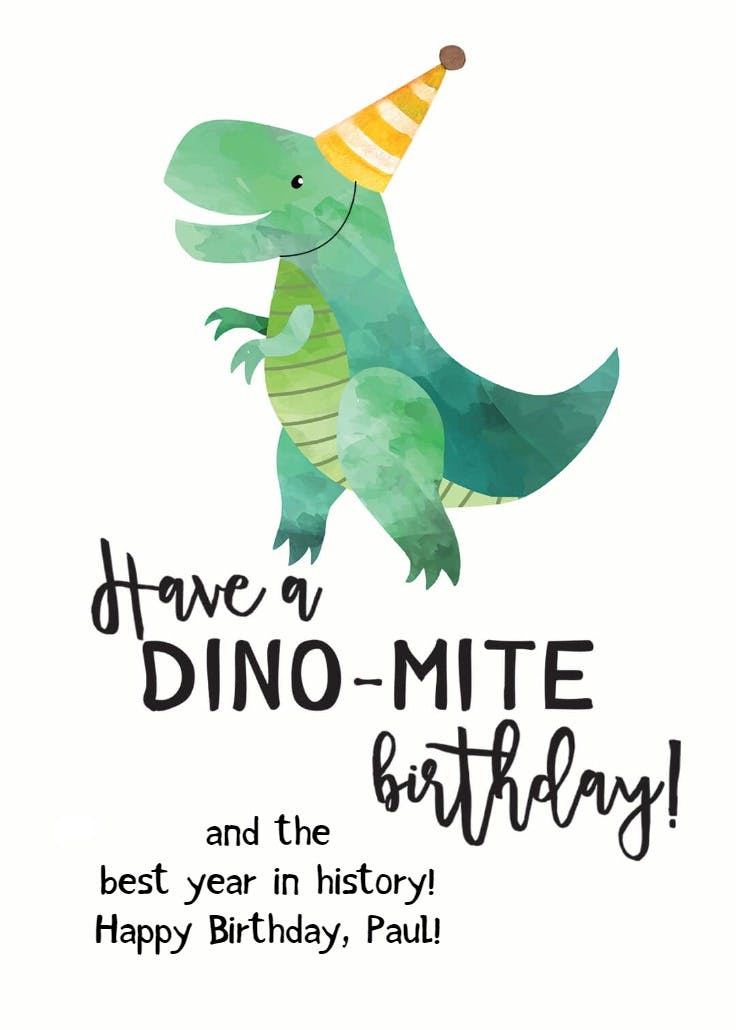 Dancing dino - happy birthday card