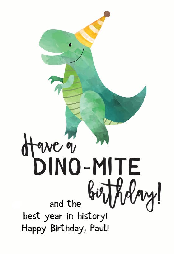 Dancing dino - birthday card