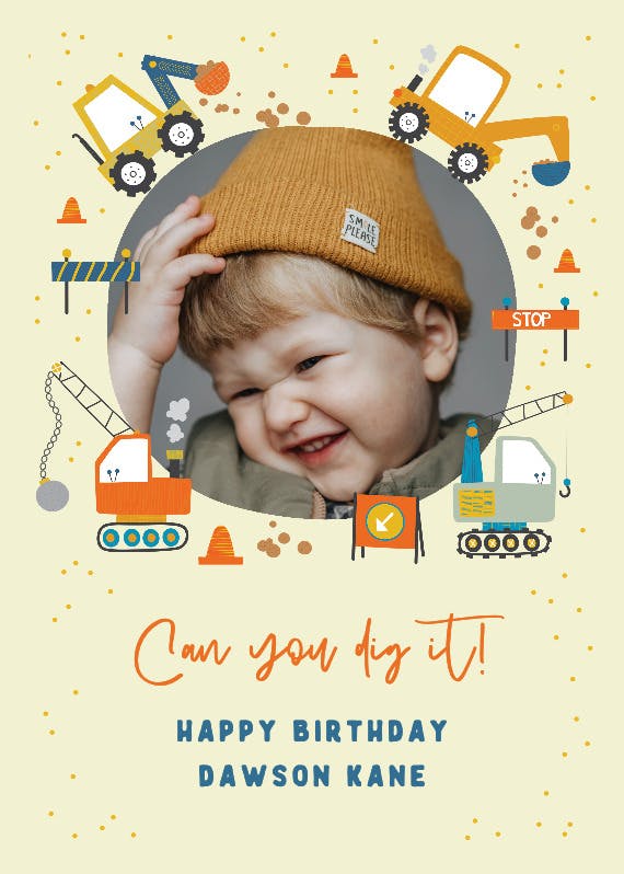 Dig it construction - happy birthday card