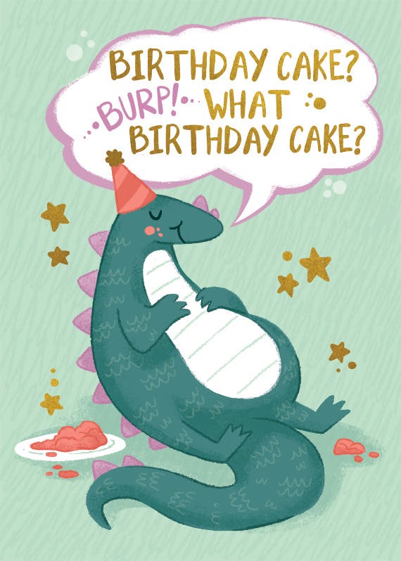 Dino burp - happy birthday card