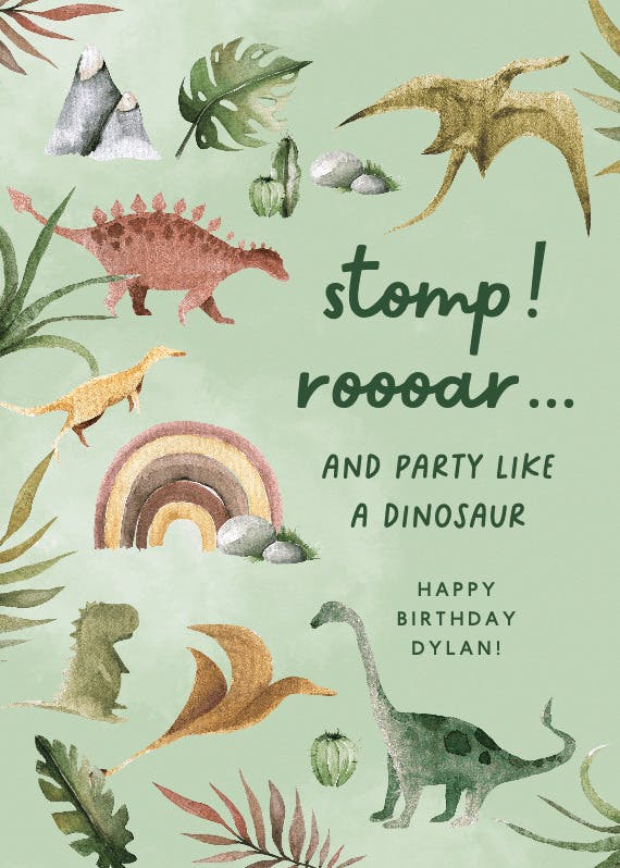 Dino land - tarjeta de cumpleaños