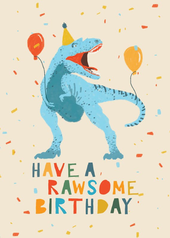 Dinosaur fiesta -  tarjeta de cumpleaños gratis