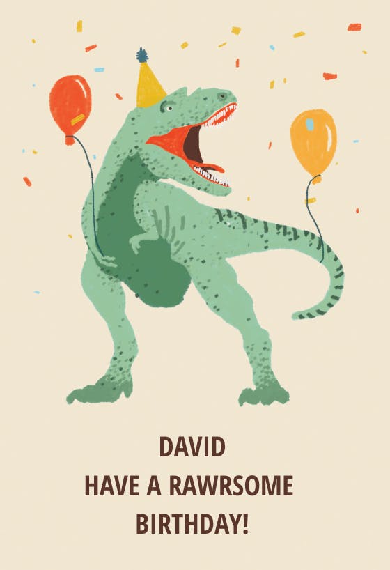 Dinosaur party - happy birthday card