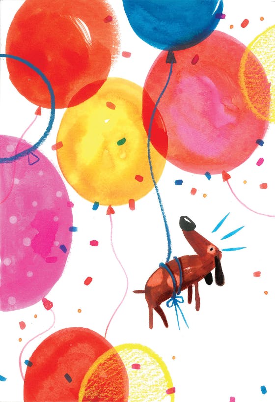 Dog-gone balloons -  tarjeta de cumpleaños