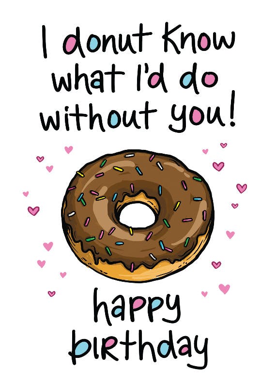 Donut birthday card - happy birthday card