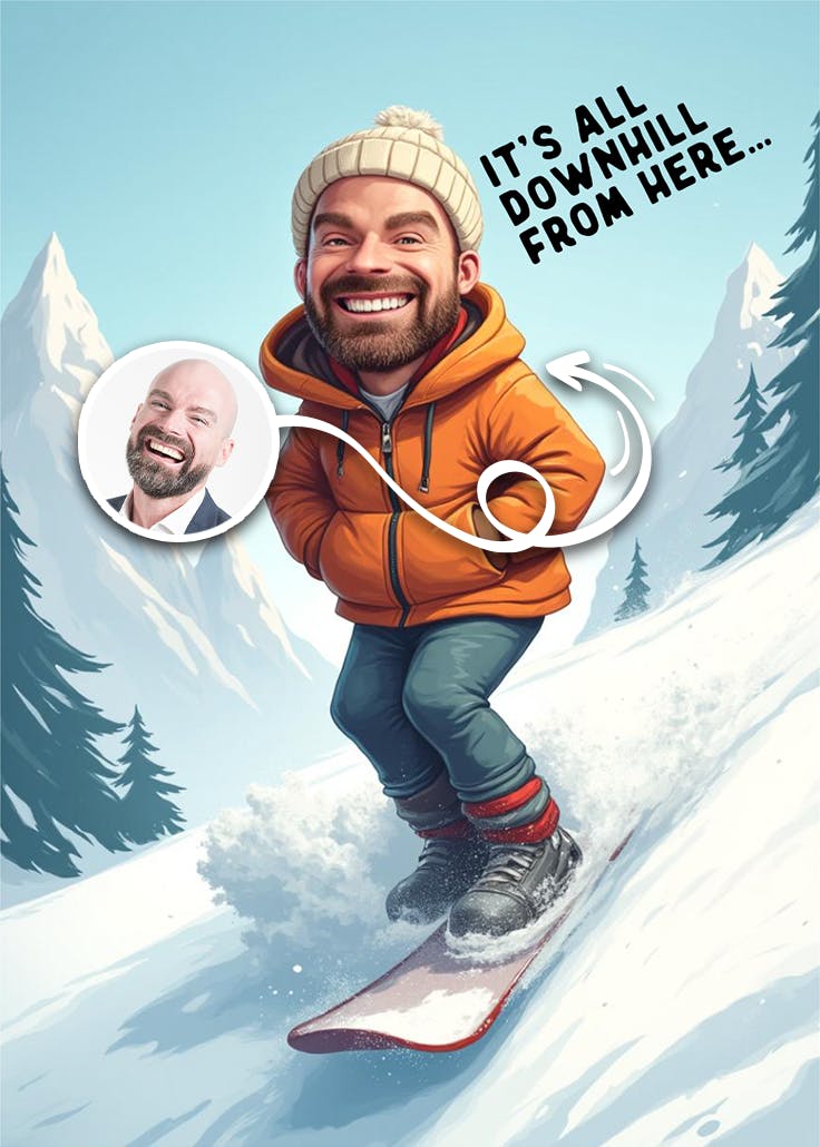 Downhill - happy birthday card