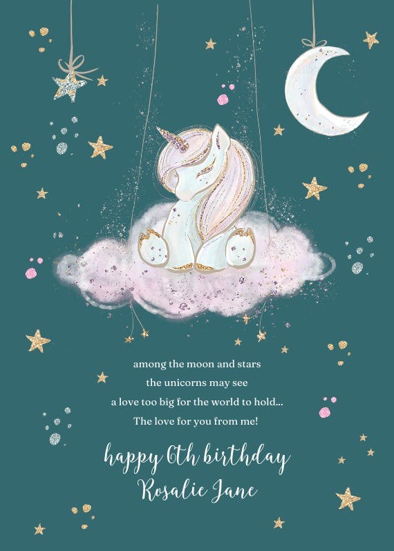 Dreamy unicorn - happy birthday card