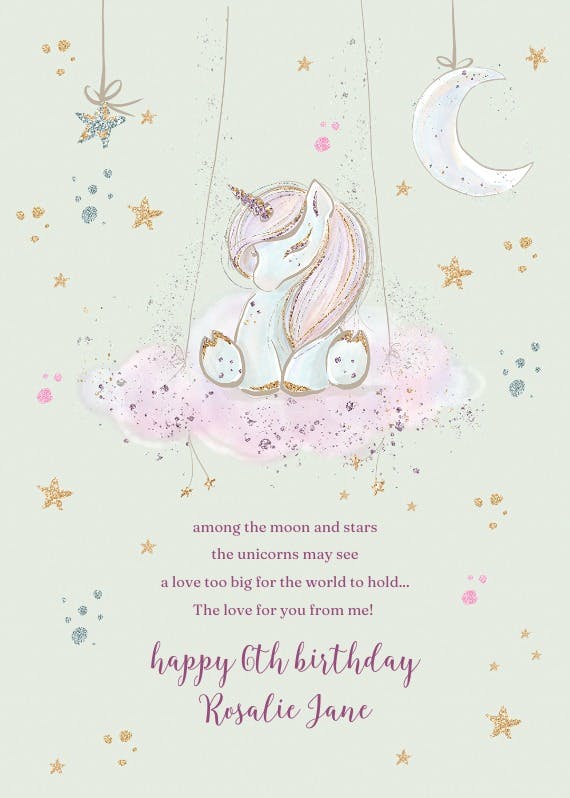 Dreamy unicorn - tarjeta de cumpleaños
