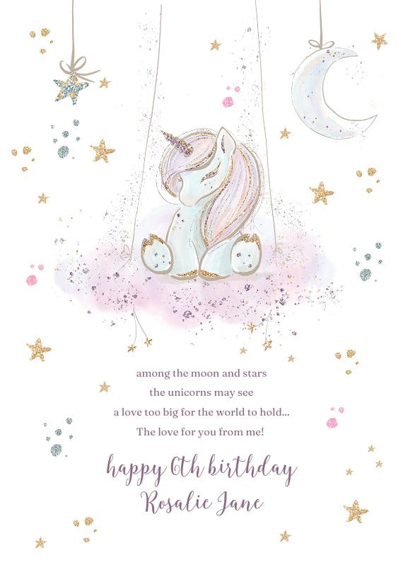 Dreamy unicorn - birthday card