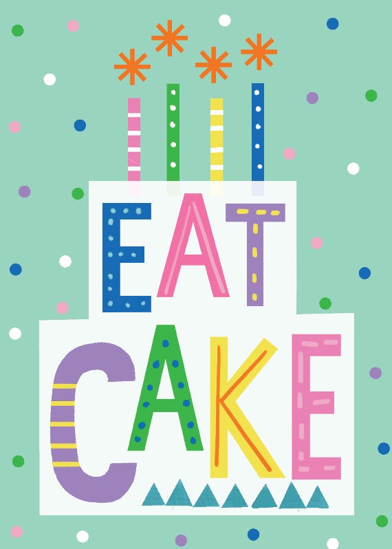 Eat cake letter art - happy birthday card