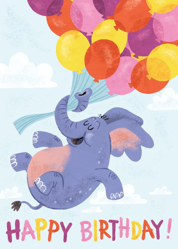 Elephantine joy - happy birthday card