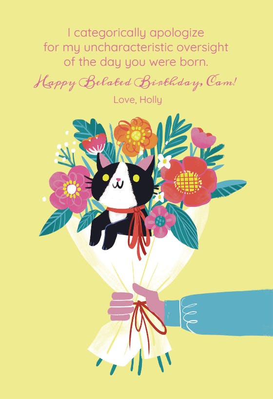 Faux flower - happy birthday card