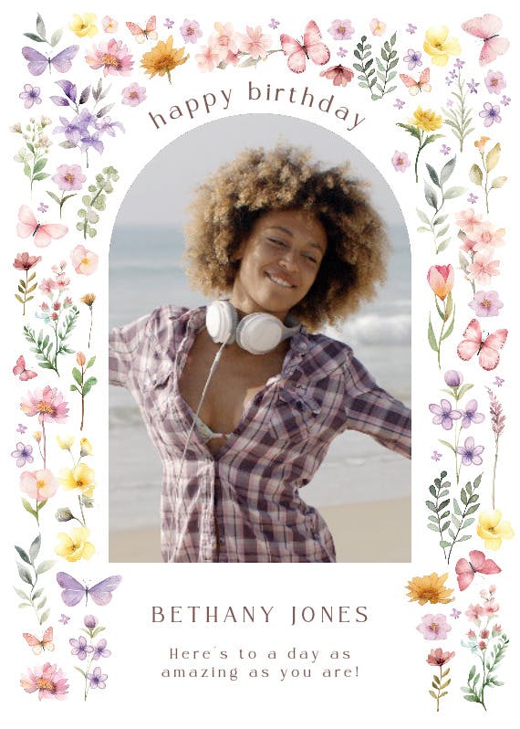 Floral arch - happy birthday card