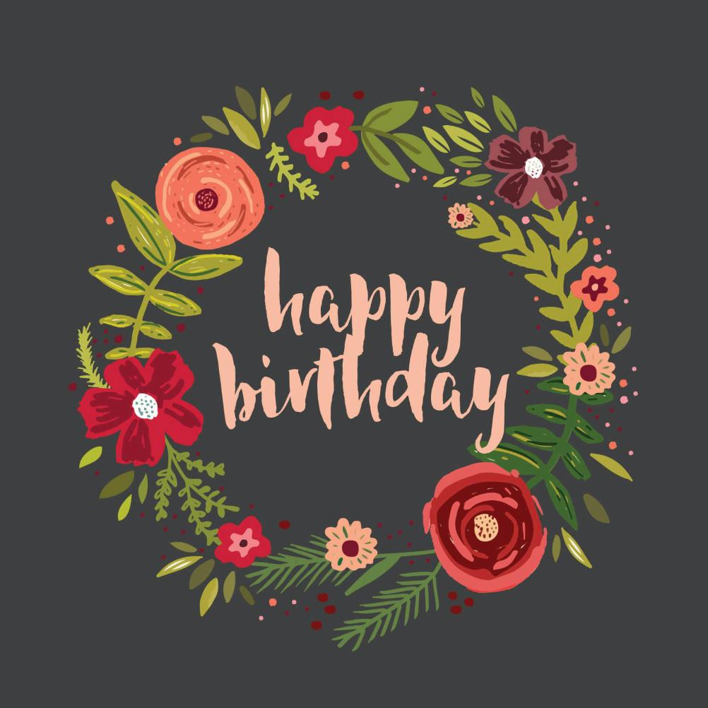 Floral circle - happy birthday card
