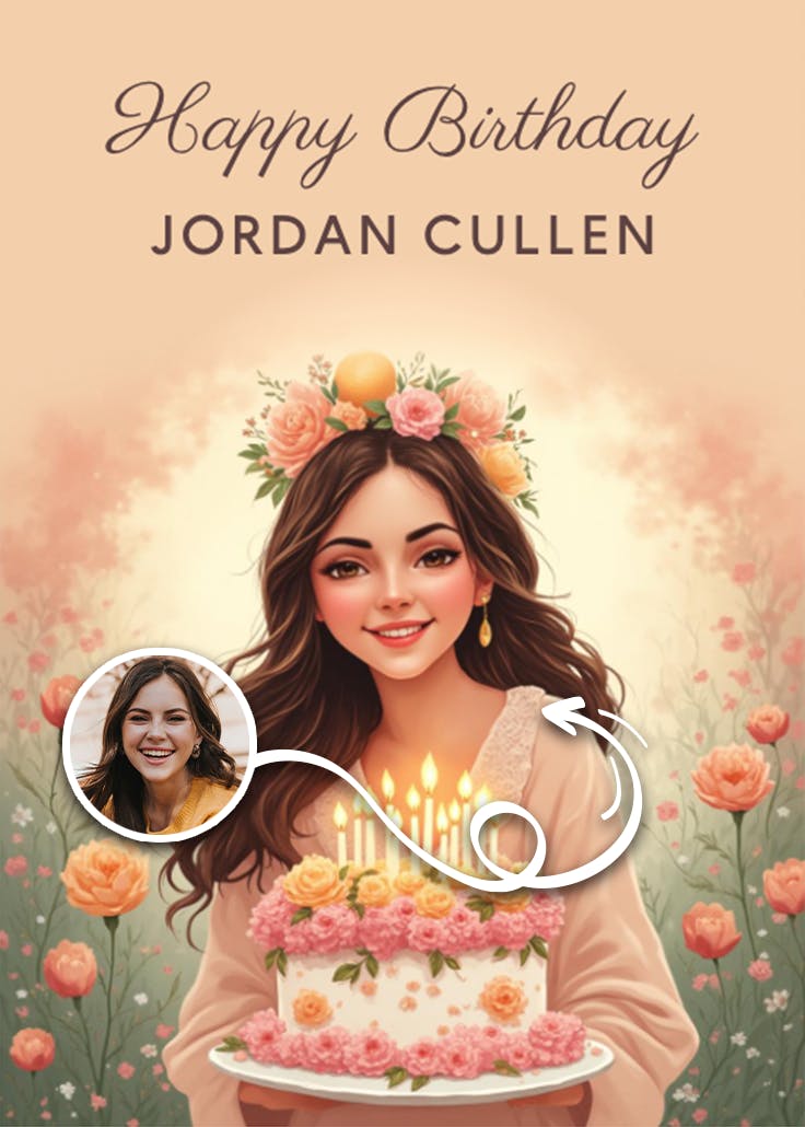 Floral crown - happy birthday card