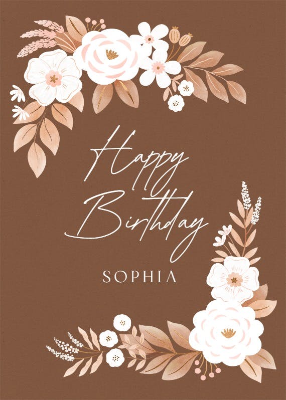Floral peonies - happy birthday card