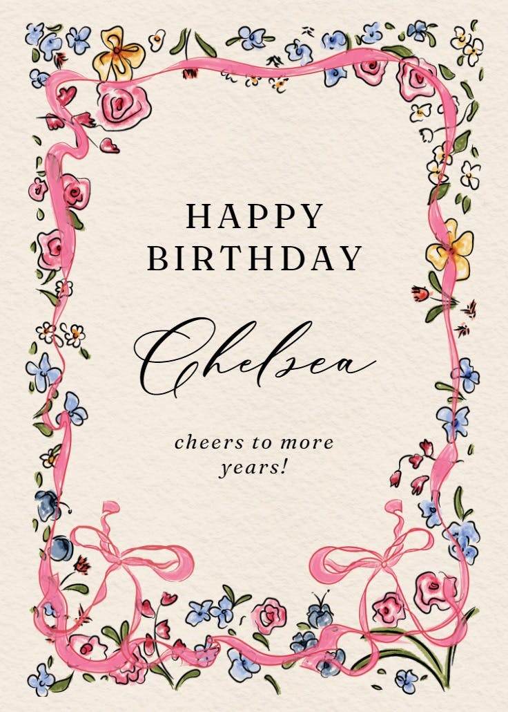 Flourished love - happy birthday card