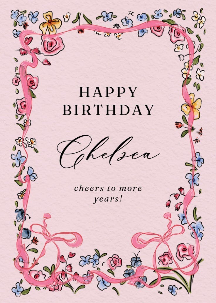 Flourished love - happy birthday card