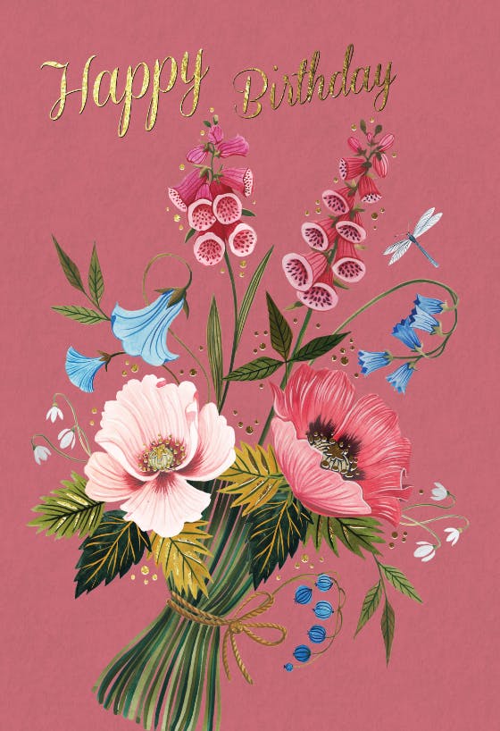 Folk Floral Bouquet - Birthday Card | Greetings Island