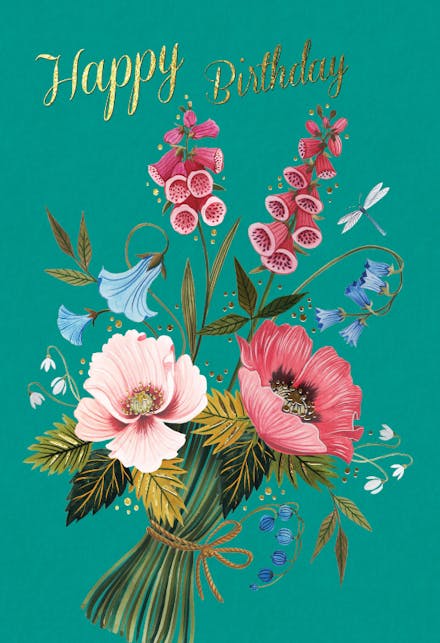 Folk Floral Bouquet - Birthday Card | Greetings Island