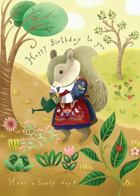 Forest garden - happy birthday card
