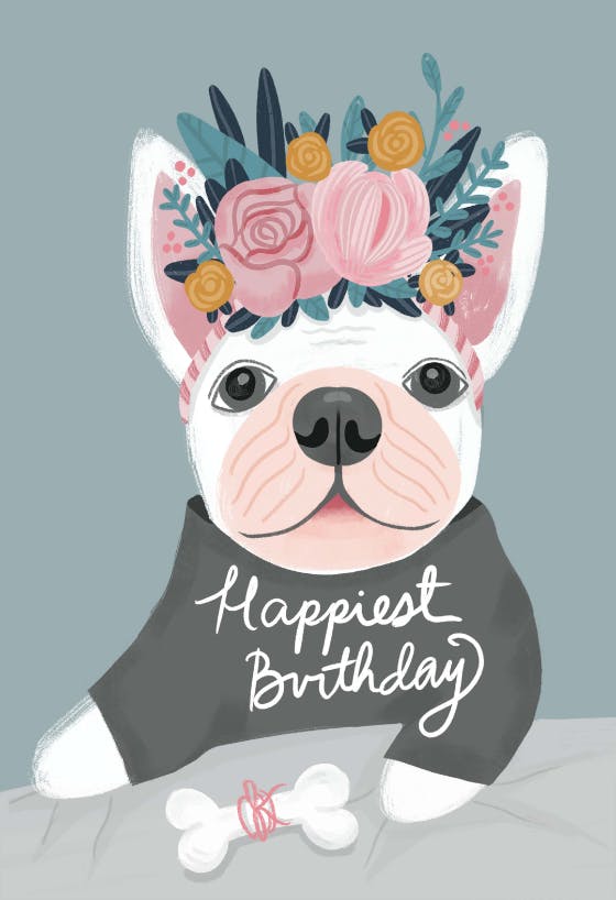 French bulldog - happy birthday card