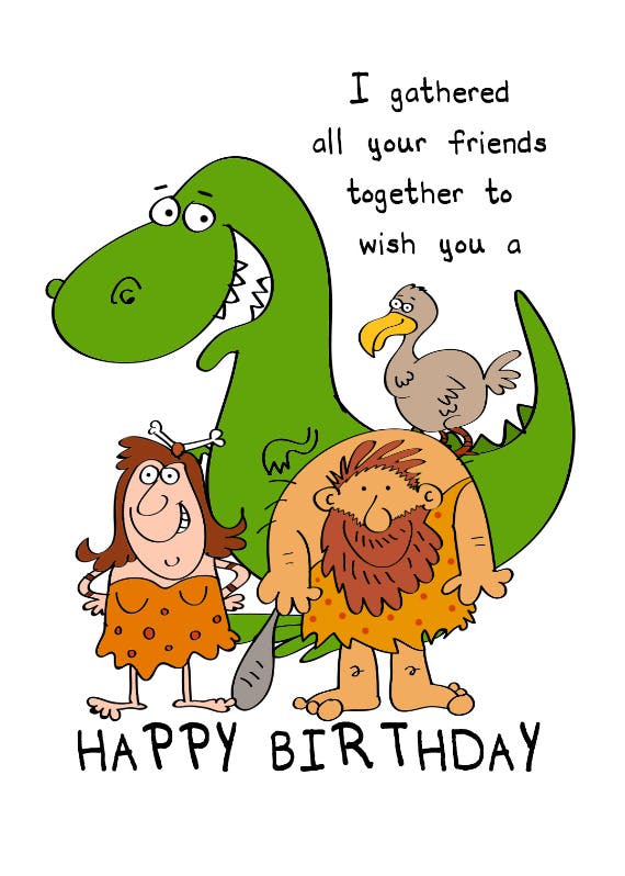Friends gathered together - happy birthday card