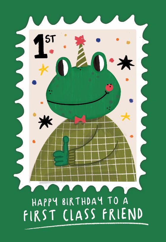 Froggy stamp - happy birthday card