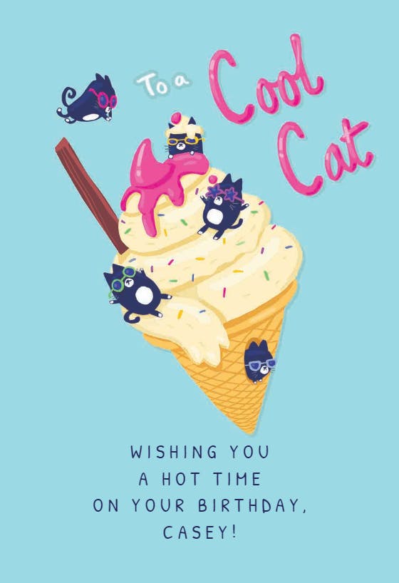 Frosty felines - happy birthday card
