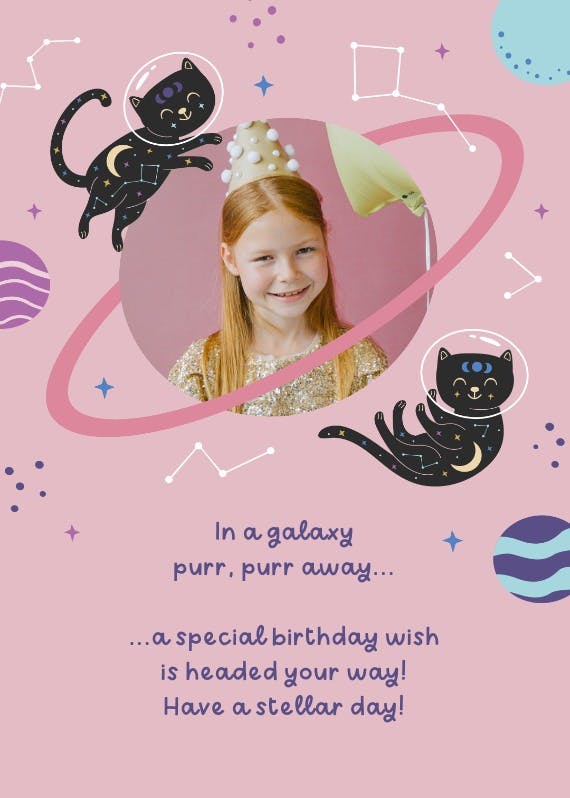 Galaxy cats - happy birthday card