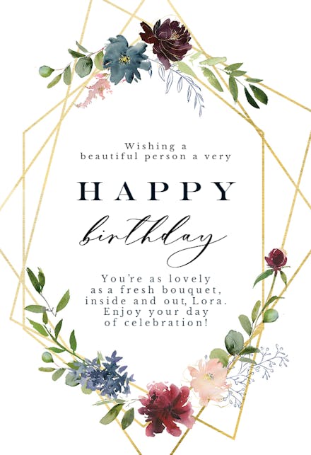 Geo Floral Frame - Birthday Card