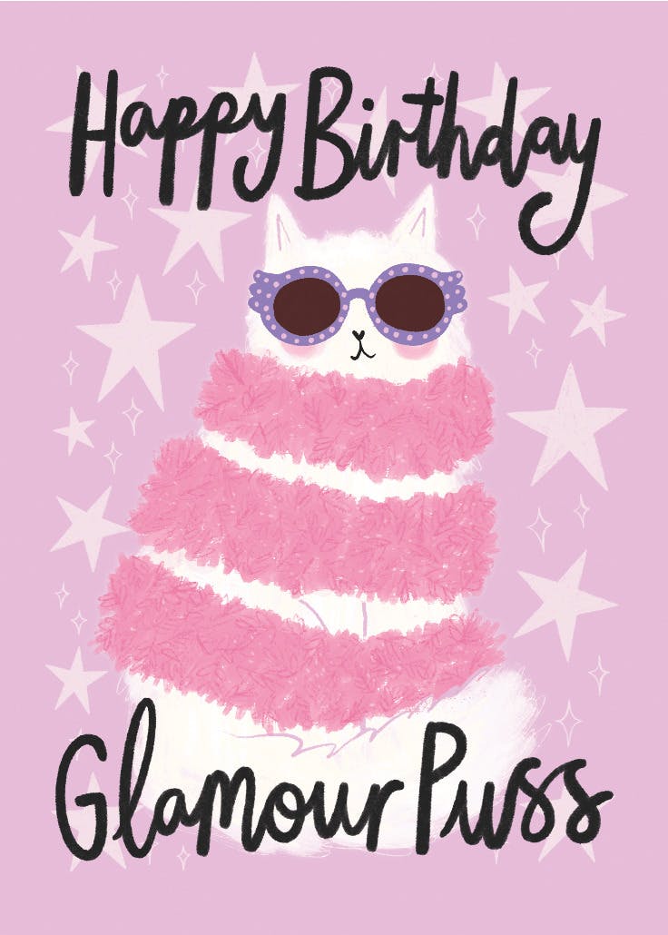 Glamour puss - tarjeta de cumpleaños