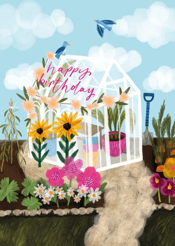 Glass garden - happy birthday card