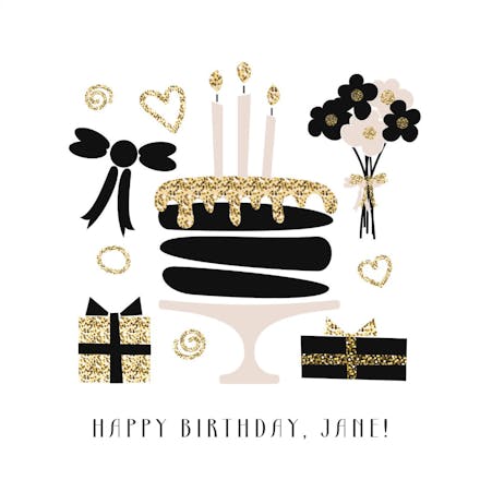 Glitter & glam - birthday card