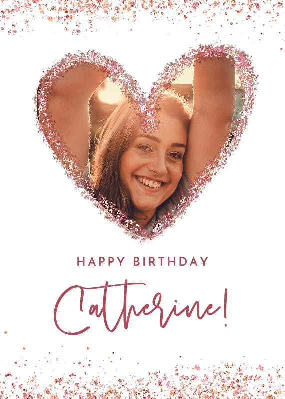 Glitter heart -  free birthday card