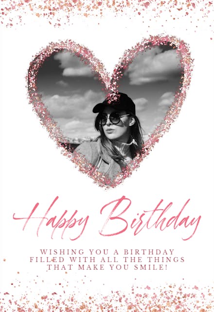 Glitter Heart Frame - Birthday Card